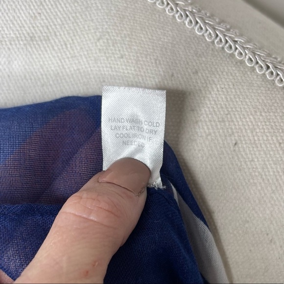 C’EST LA VIE Navy Blue Stripe & Yellow Scarf - Picture 7 of 8